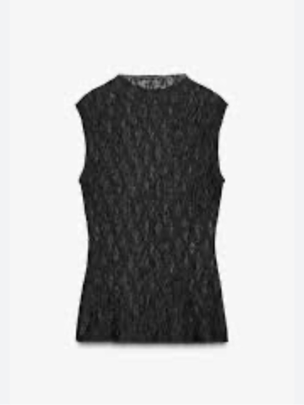 Zara Dantel Mock Neck Sleeveless Black Lace Tank Size M